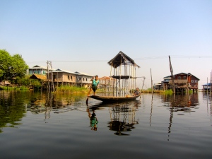 Kids in a floating village on Inle Lake